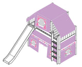 Maxtrix Mid Loft w Straight Ladder w Slide w Curtains w Top Tent