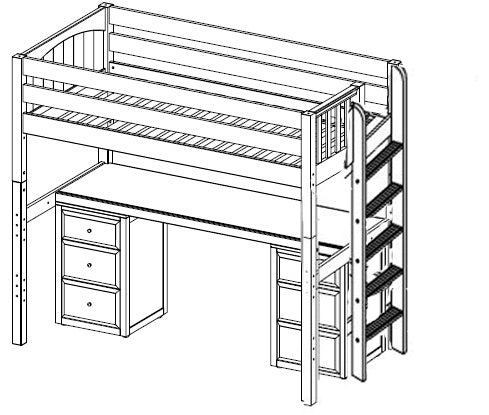 Maxtrix High Loft w Side Straight Ladder w Table w Drawers