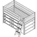 Maxtrix Low Loft w Angled Ladder w 6 Drawer w 3 Tier