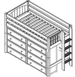 Maxtrix Mid Loft w Side Straight Ladder w Drawers