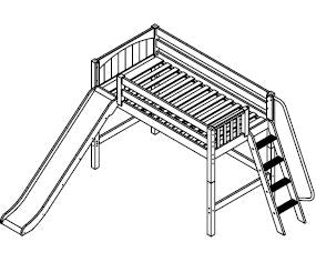 Maxtrix Mid Loft w Side Angled Ladder w Slide