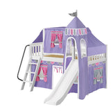 Maxtrix Low Loft w Angled Ladder w Slide w Curtains w Top Tent w Tower